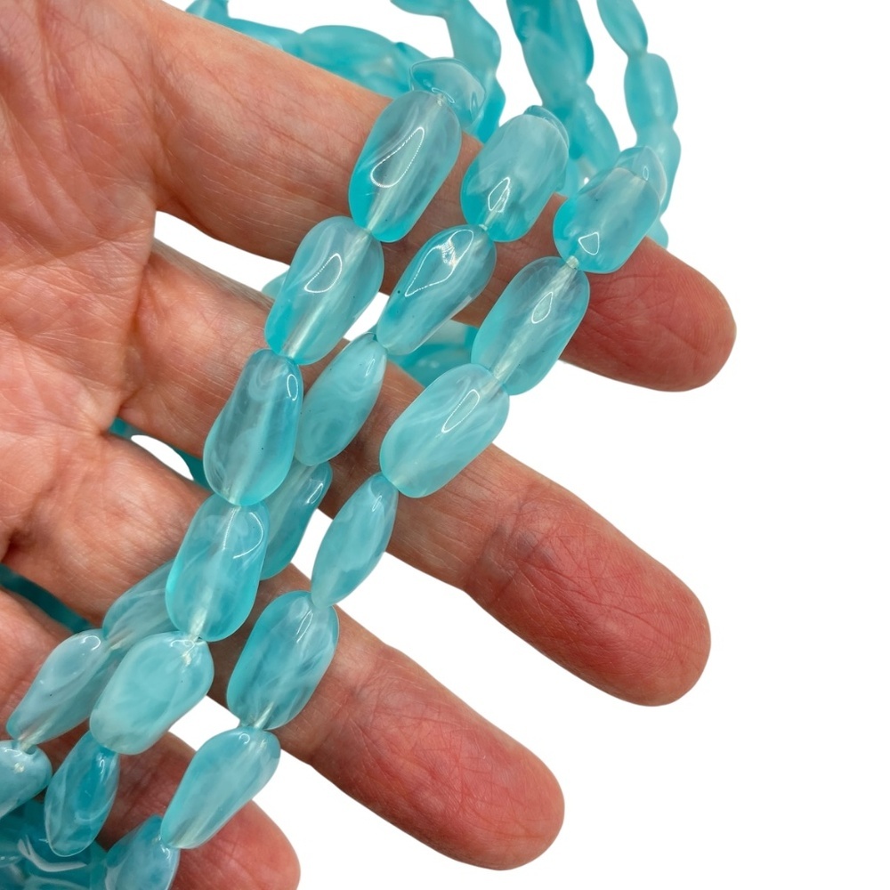 Pastel Acrylic Blue Multistrand Beads Necklace